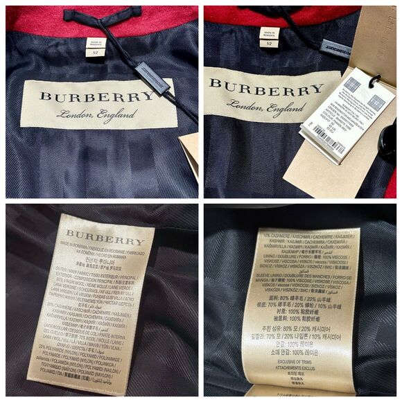 NWT Burberry The Kensington Men US 42 Mid Length Wool Cashmere Red Coat $3,890 - Picture 9 of 10